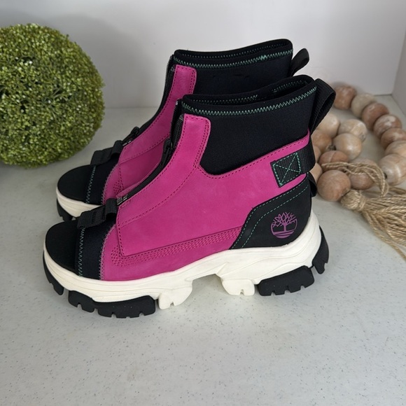 Timberland Adley Way Peep Toe Boot Sandals 'Very Berry' Sz 7 - Picture 5 of 13